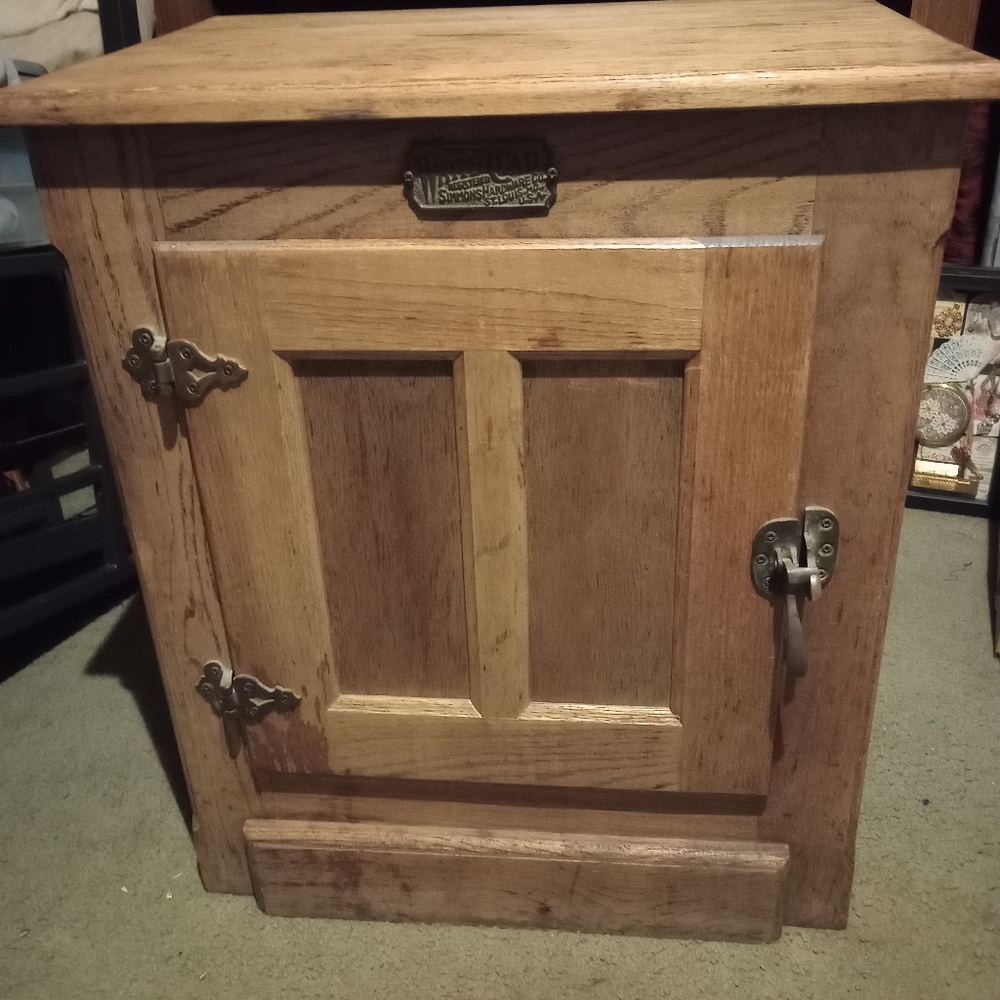 White Clad antique icebox end table
